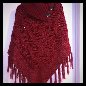 NWOT cranberry poncho